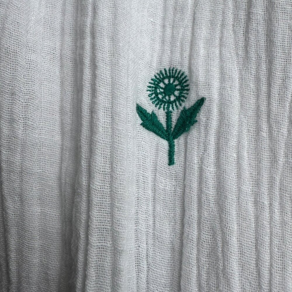 PINK CHICKEN Embroidered Cotton Ava Dress Girls 5 White & Green Boho Beach Cover - Picture 7 of 9